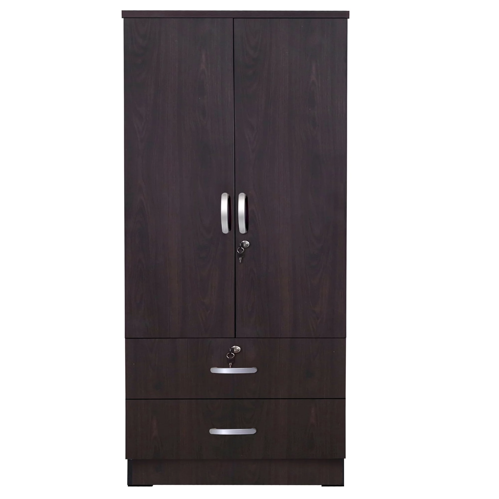 Better Home Products Grace Wood 2-Door Wardrobe Armoire with 2-Drawers Tobacco