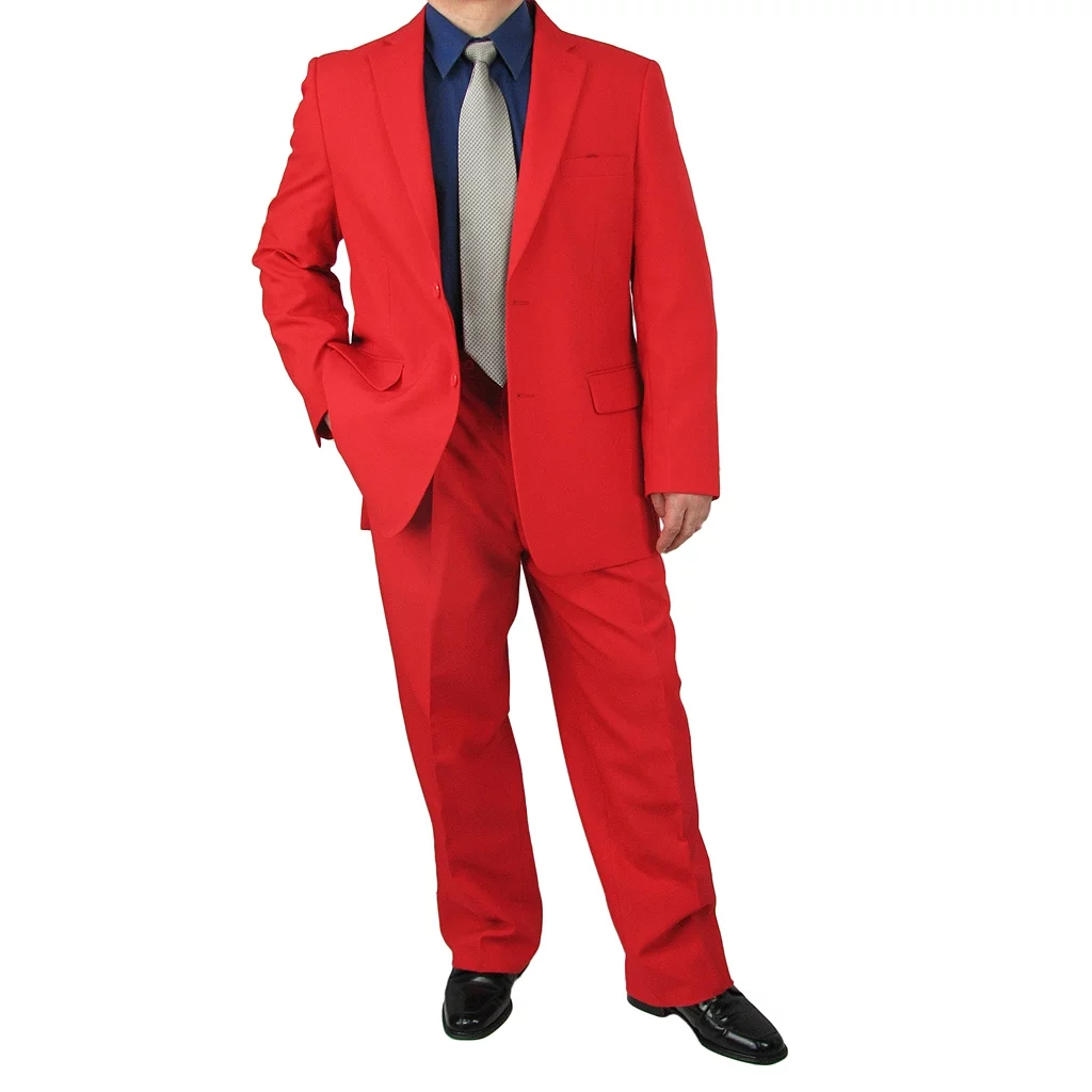 Stylish 2pc. Men's Regular Fit Dress Suit with 1 Free Pair of Socks - Red 40L