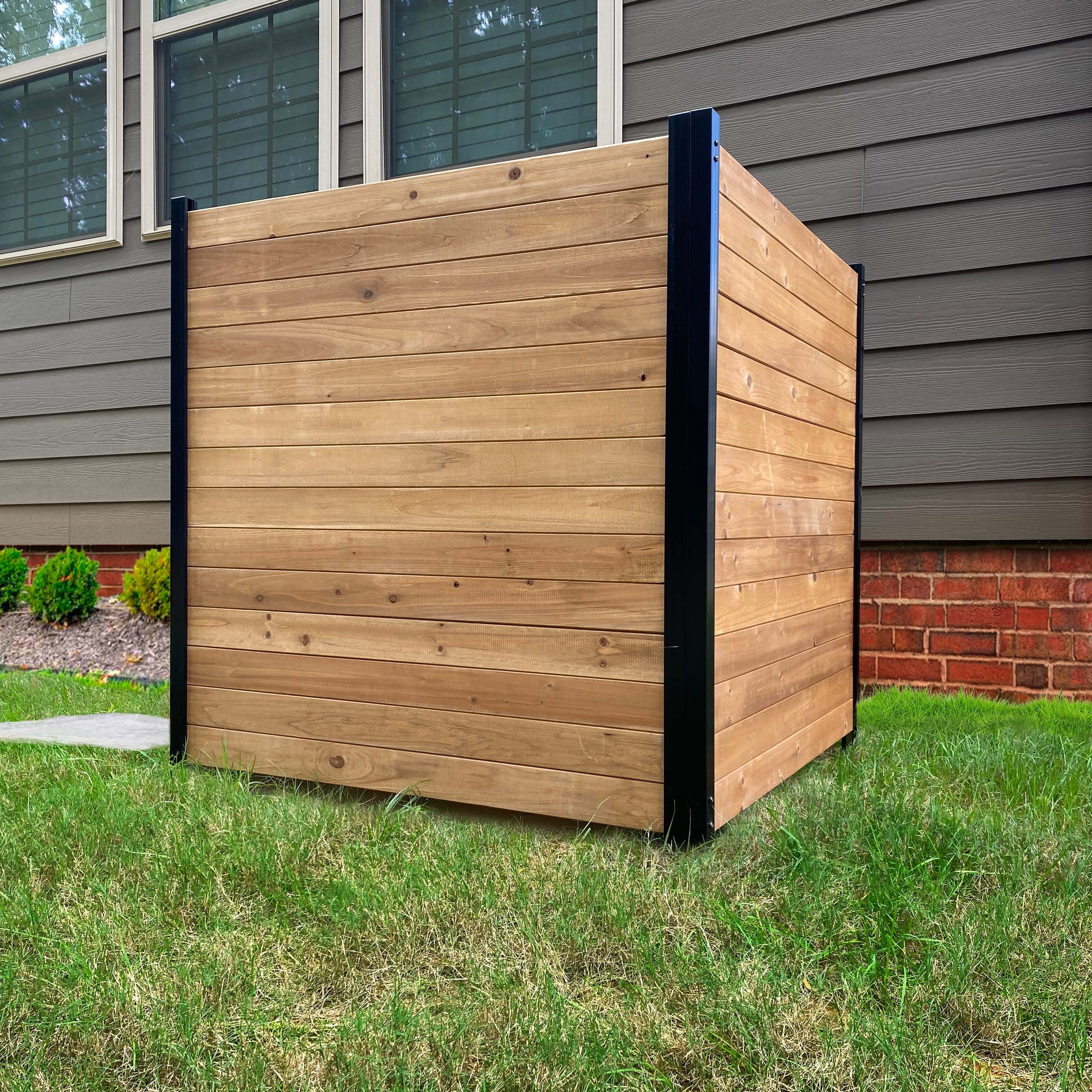 Enclo Richmond Outdoor No Dig Wood Privacy Screen Enclosure for Garbage Bins and Air Conditioners (42in H x 38in W - 2 Panels)