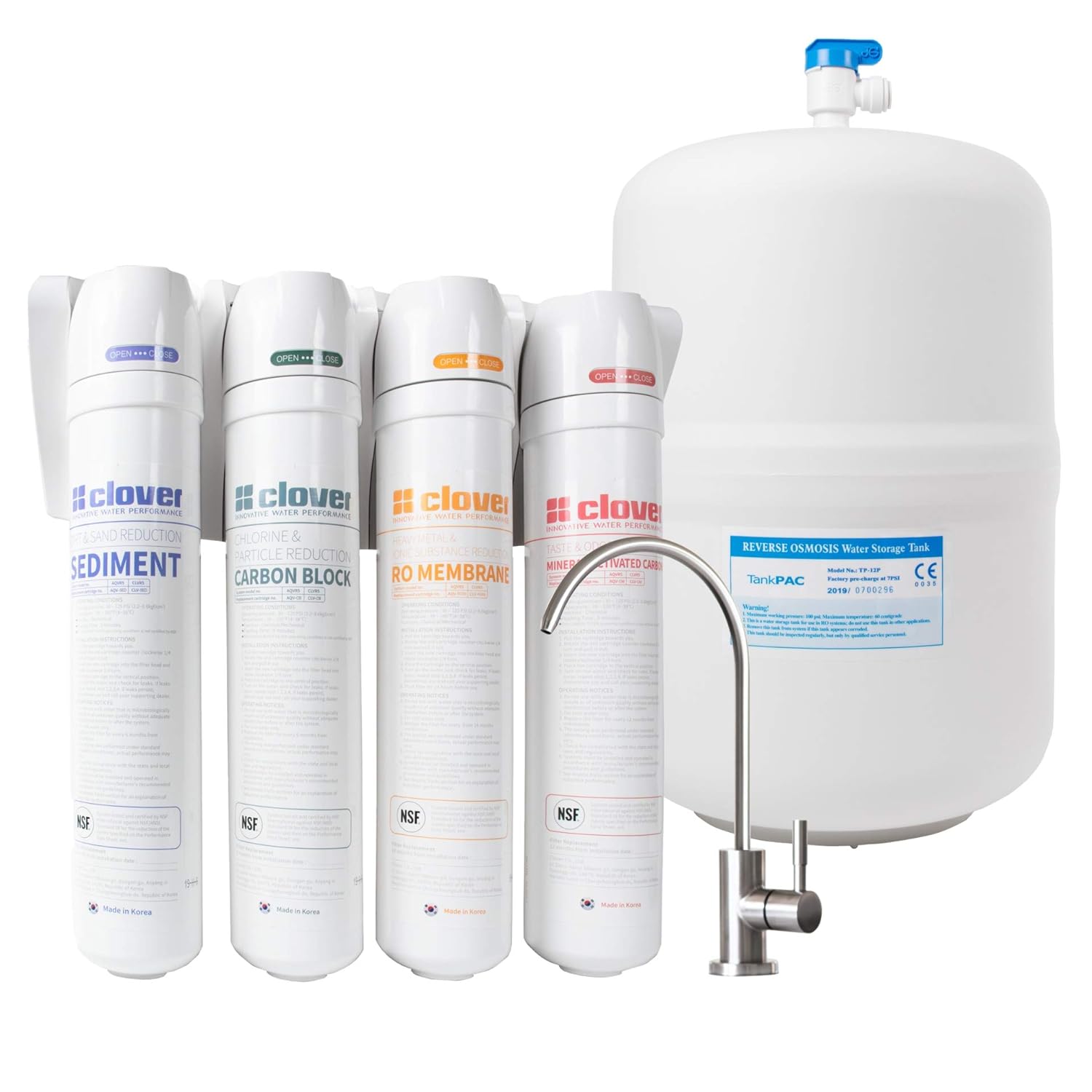 Aquverse 5-Stage Complete Reverse Osmosis System | Faucet and Ice-Maker Kit | 4 Filters with Quick-Connect Fittings | NSF Certified | Easy-Install