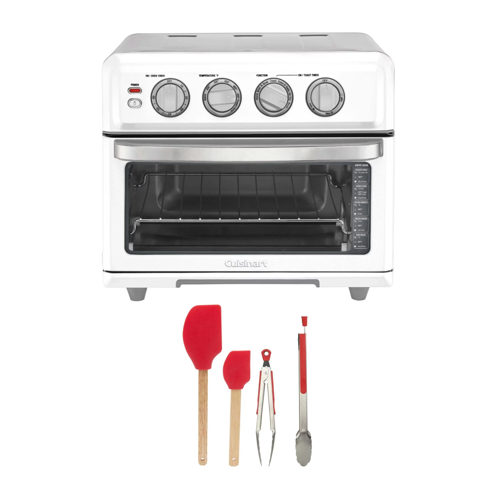 Cuisinart Toa-70W Airfryer Oven with Grill (White) W/ Spatula Set and Tongs Set