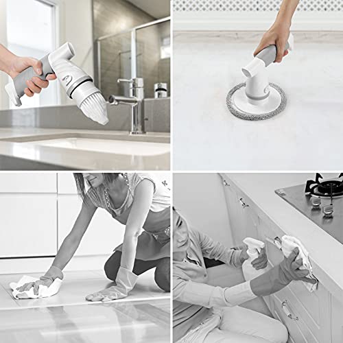 Electric Spin Scrubber, Bathroom Shower Electric Scrubber for Cleaning Tub/Tile/Floor/Sink/Window, Power Cleaning Brush Rechargeable Cordless with 4 Replaceable Cleaner Brush Heads