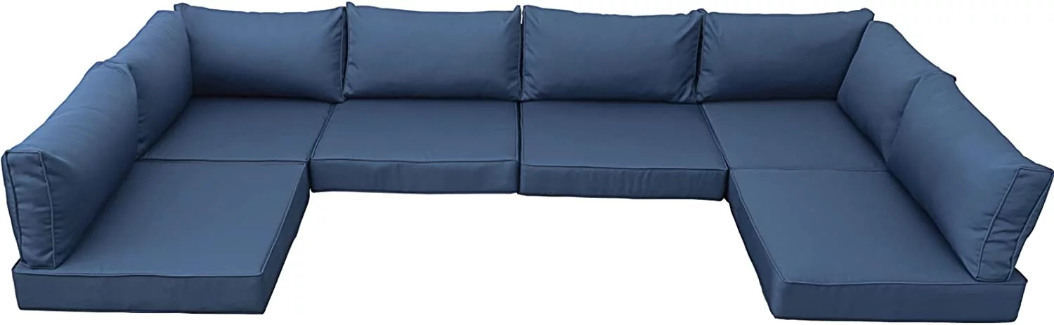 Outdoor Furniture Replacement Cushions, Fits 7-Piece Sectional Rattan Conversation Set, Patio Water-Resistant Replacement Sofa Cushions, Liner&Cover