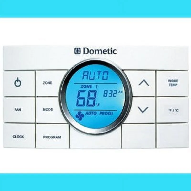 Dometic Comfort Control Center - Multi-Zone CCC Thermostat with Zoned Climate Control- Low Profile Blue Light Digital Display - White