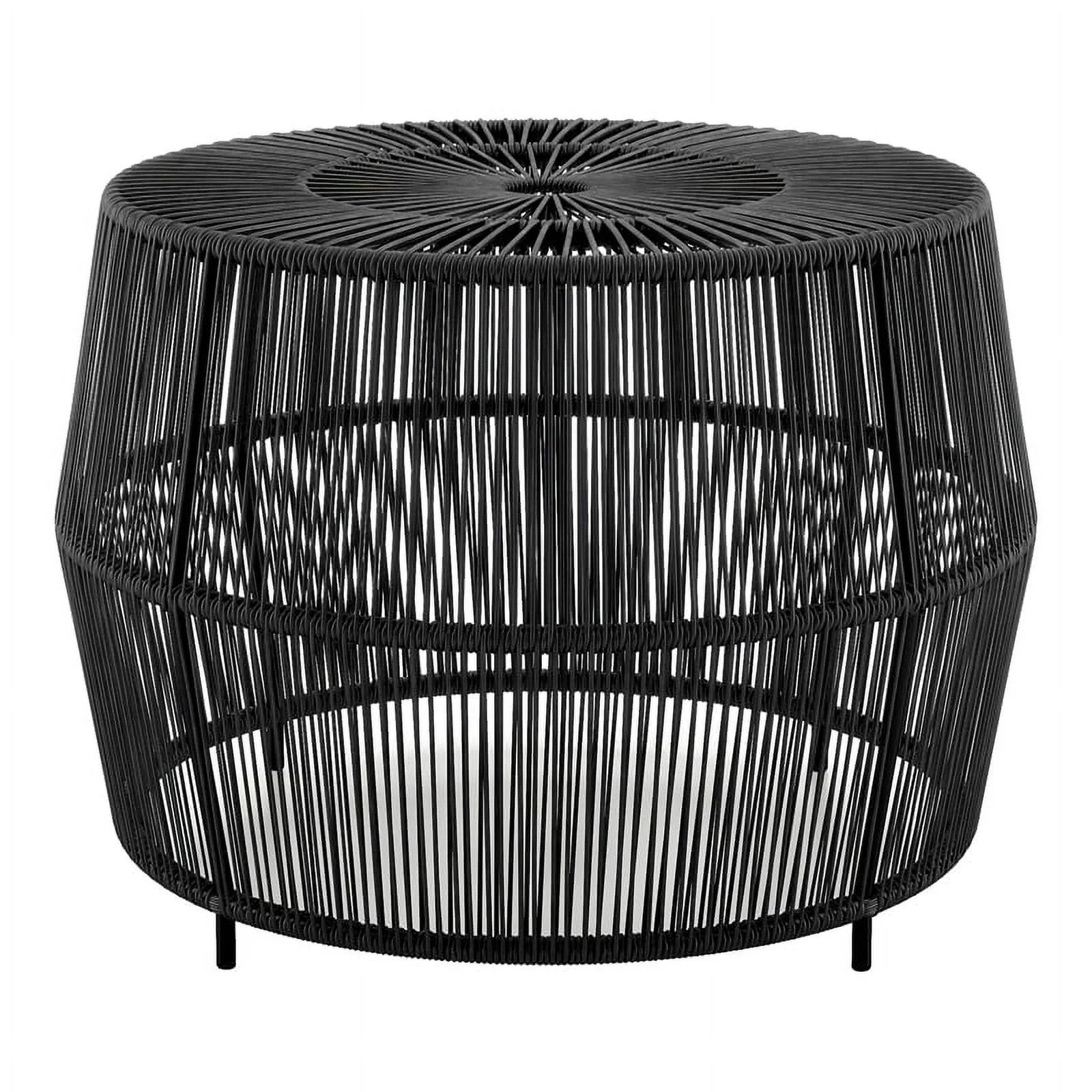 Muse & Lounge Co. Meja Wicker / Rattan Round Outdoor Coffee Table in Black