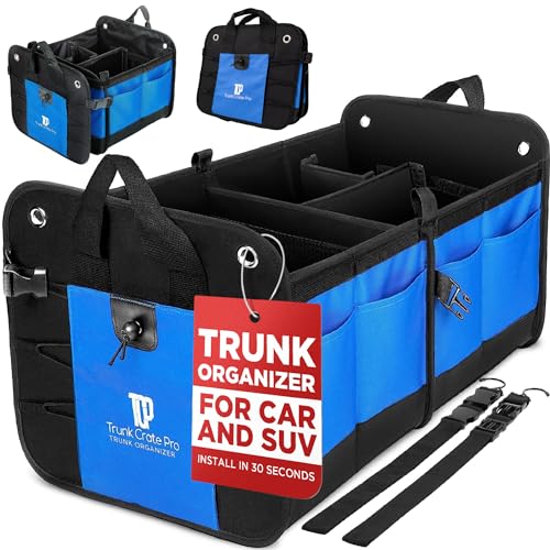 TRUNKCRATEPRO Truck Bed Organizer | Trunk Organizer for SUV, Truck, Car | Extra Large Premium Expandable Compartments Lightweight Foldable Cargo Organizer, | SUV and Truck Organizer for Heavy Loads