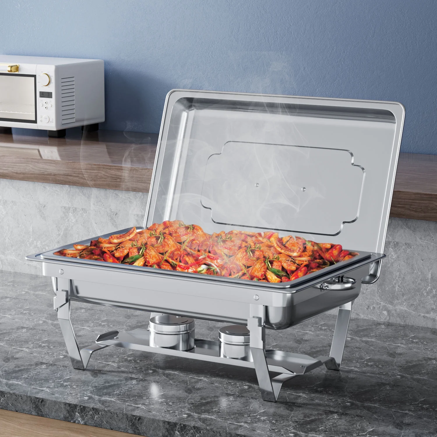 Chafing Dish Buffet Set 2 Pack, TINANA 8QT Stainless Steel Chafing Dishes for Buffet, Chafers and Buffet Warmers Sets for Parties, Events, Wedding, Camping, Dinner