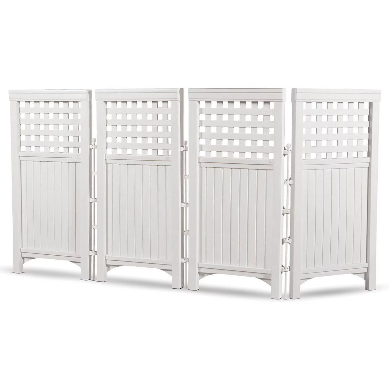 Suncast Outdoor Garden Yard 4 Panel Screen Enclosure Gated Fence, White (3 Pack)