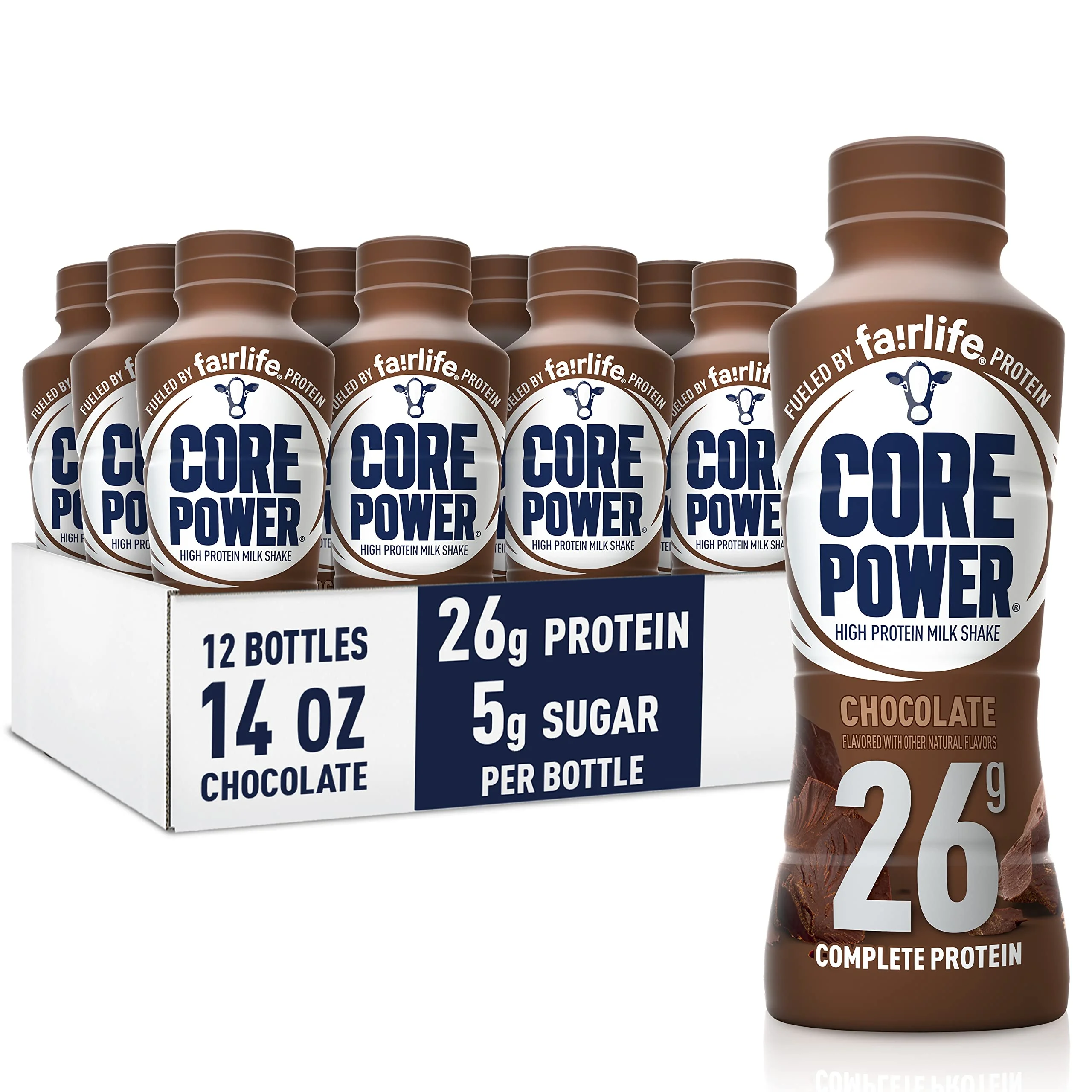 Core Power Protein Shake with 26g Protein by fairlife Milk, Chocolate, 14 fl oz, 12 Count