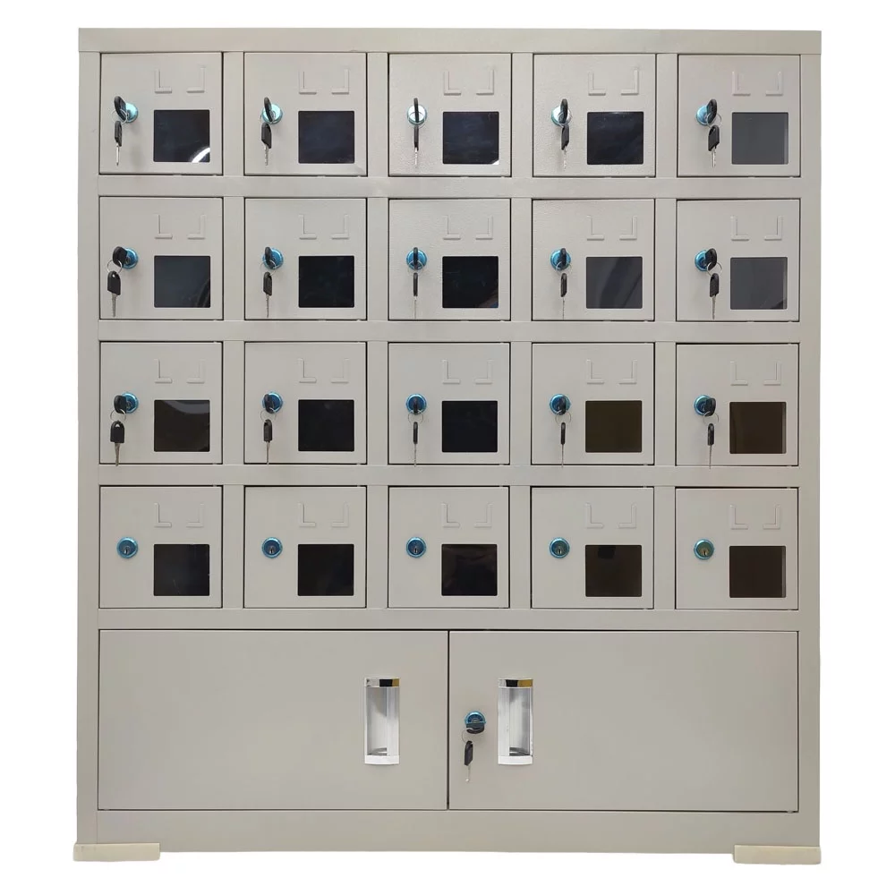 Techtongda Mobile Phone Storage Cabinet Cell Phone Locker Cabinet Key Type Safe Mobile Phone Storage Locker Steel 20 Doors