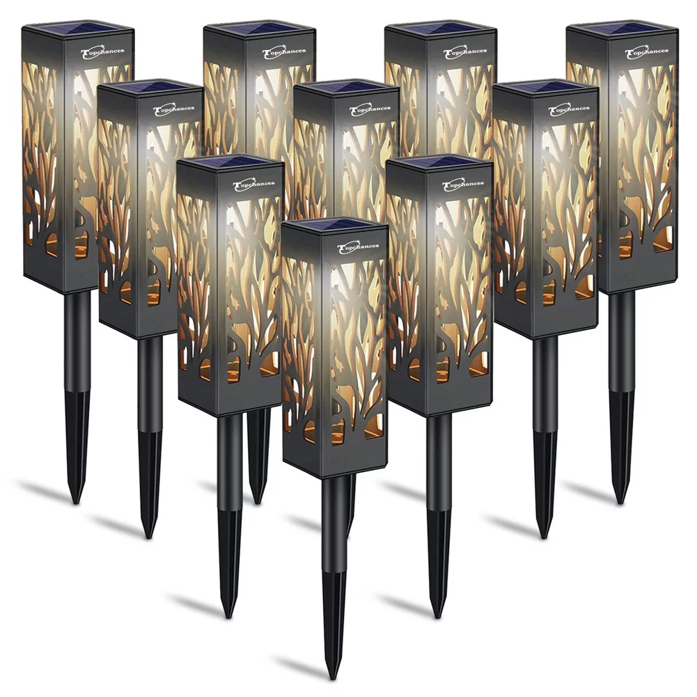 10 Pack Upgraded Solar Powered Garden Lights, Automatic LED Pathway Lights Outdoor for Patio, Yard and Garden Lawn (Warm White)