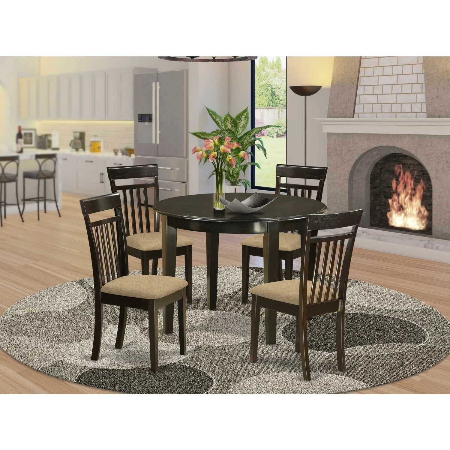 HomeStock 5-Piece Kitchen Beachy Boho Dining Table Set