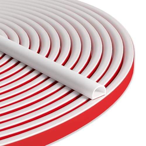 20FT Weather Stripping Door Seal Self Adhesive Door Weather Stripping Weather Strip Silicone D Shaped Door Seal Strip for Door Frame/Window Seal (20FT Black 3/8