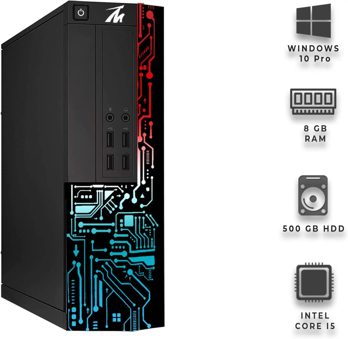 Restored Computer Desktop PC, Intel Core i5, TechMagnet Siwa 8, 8GB RAM, 500 GB HDD, New MTG Dual 24 Inch Monitor, MTG RGB Keyboard Mouse, RGB Speaker with Webcam, WiFi, Windows 10 Pro (Renewed)