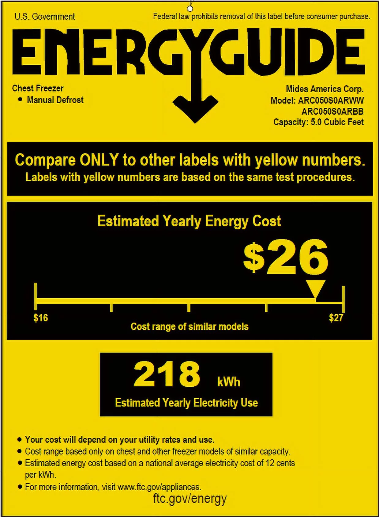 Arctic King 5 cu.ft Chest Freezer Black