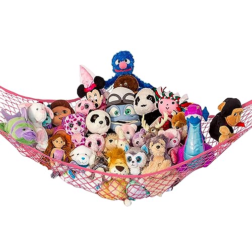 Lilly's Love Stuffed Animal Hammock | Corner Hanging Organizer, Toy Storage, Stuffed Animal Storage | Easy to Hang Plushie Net w/Included Anchors & Hooks | Cute Room, Bedroom & Home Decor (White)