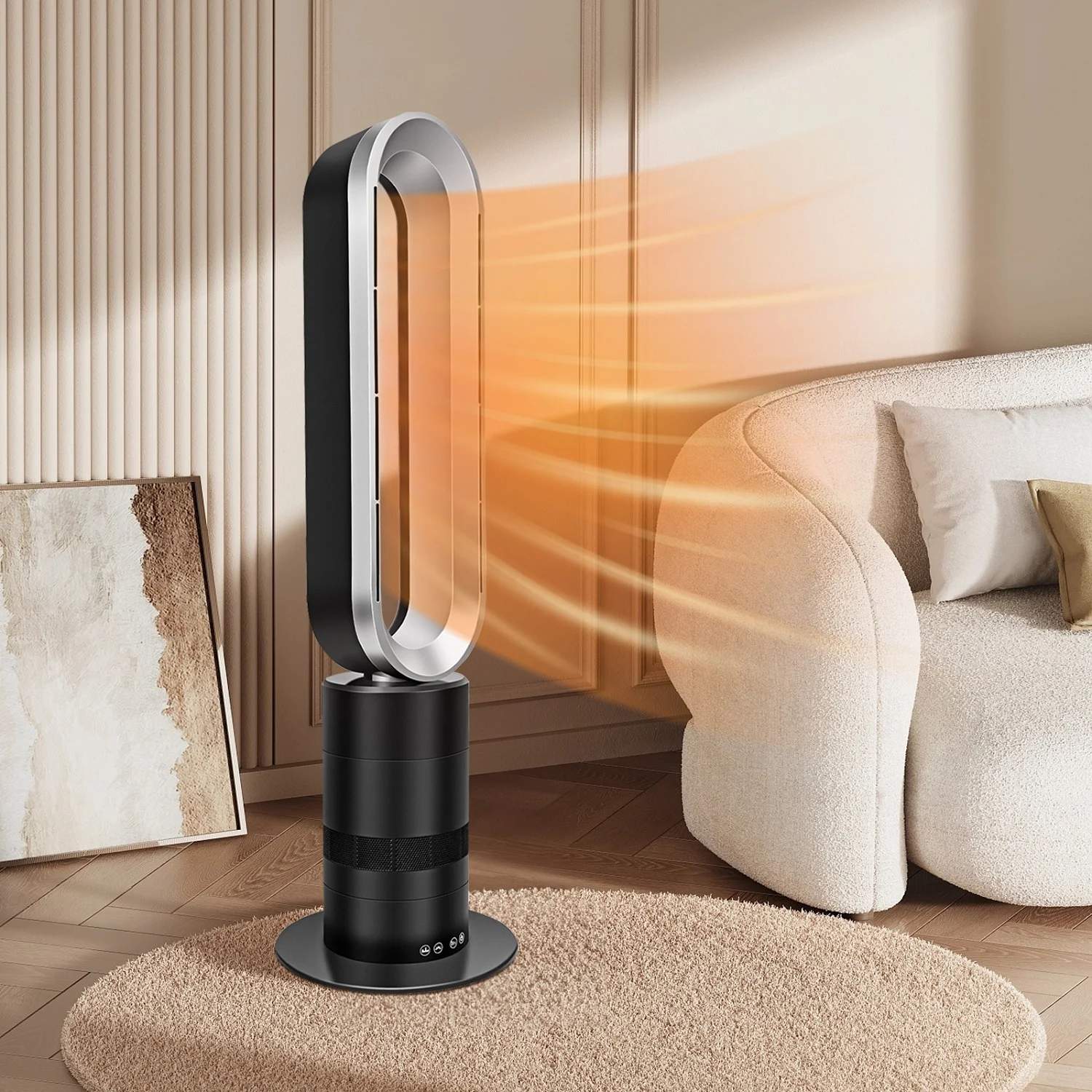 Dubbin Bladeless Tower Heater and Cooling Air Conditioner Fan, 32 inch 10 Speeds with Remote Control, Air Circulator Fan for Home