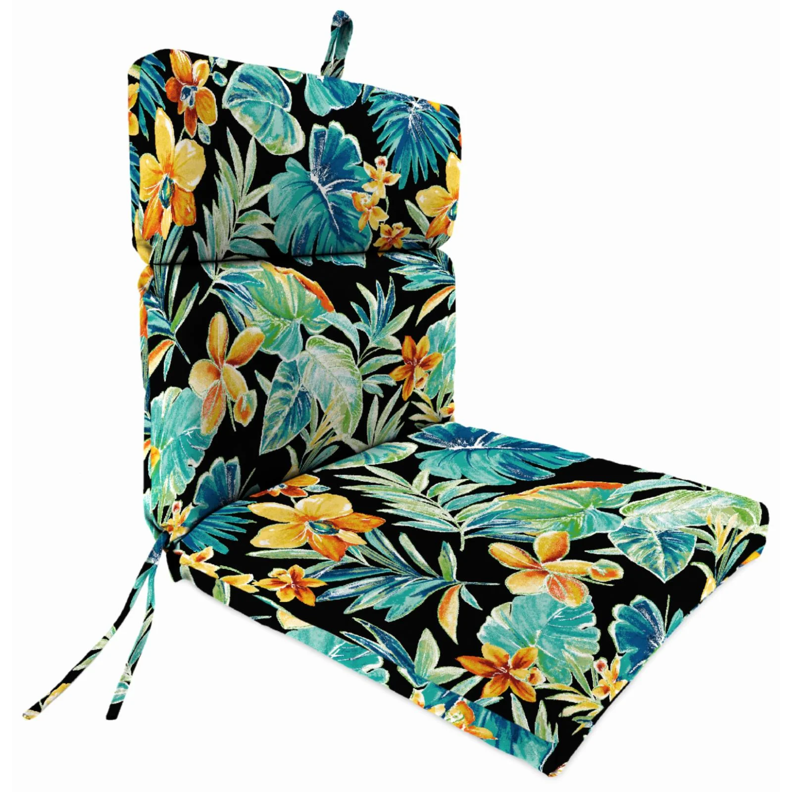 Jordan Manufacturing 22 x 44 in. Rectangular Outdoor Chair Cushion with Ties and Hanger Loop