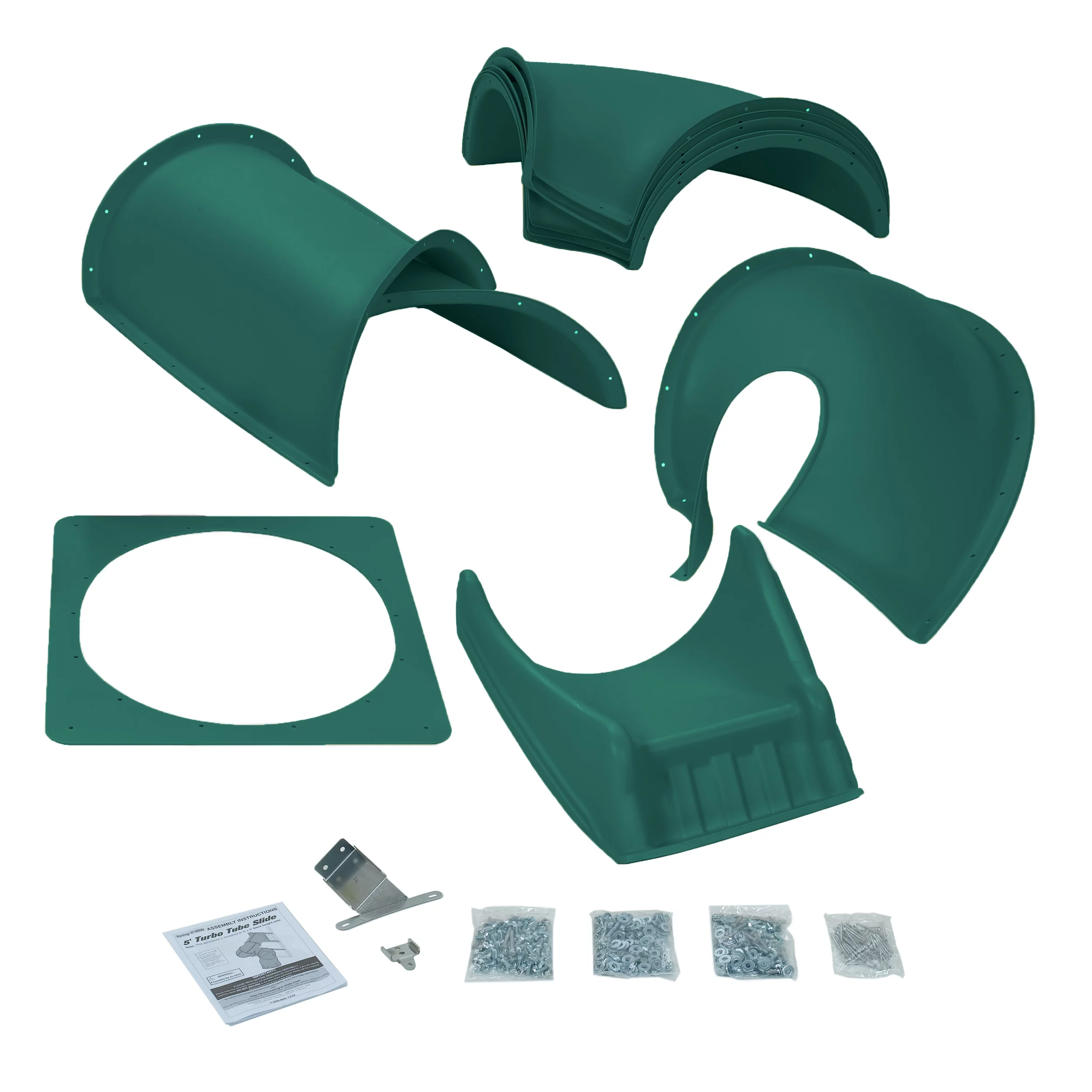 Swing-N-Slide Green Plastic Turbo Tube Slide for Backyard Swing Sets with Lifetime Warranty, For 7 Foot Deck Heights