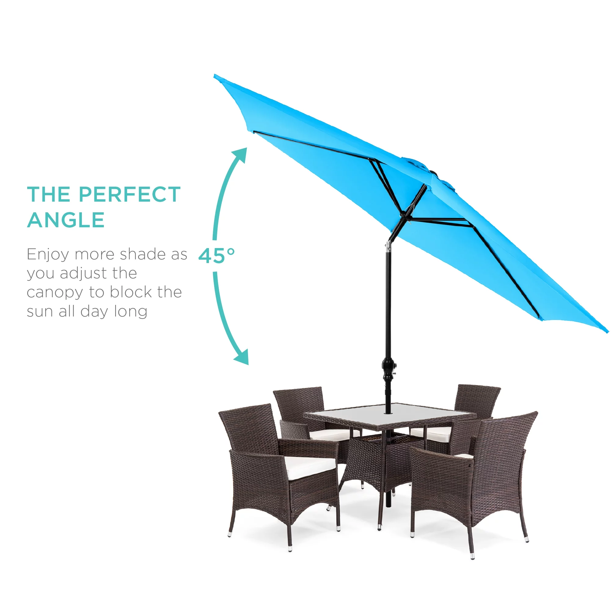 Best Choice Products 10ft Outdoor Steel Market Patio Umbrella w/ Crank, Tilt Push Button, 6 Ribs -  Sky Blue
