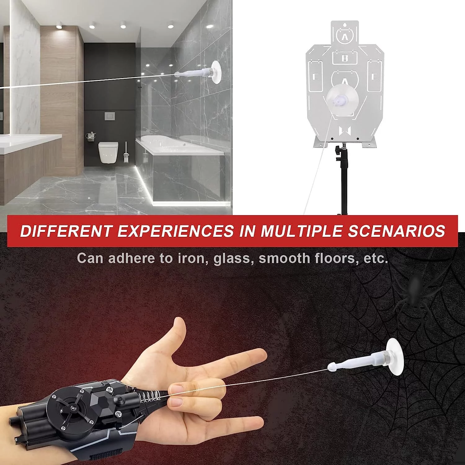 Web Launcher Shooters Toy, Cool Gadgets Electric Reel-in Spider String Shooter Real Silk Superhero Role-Play Cool Stuff Fun Toys Great for Men and Kids (Black)