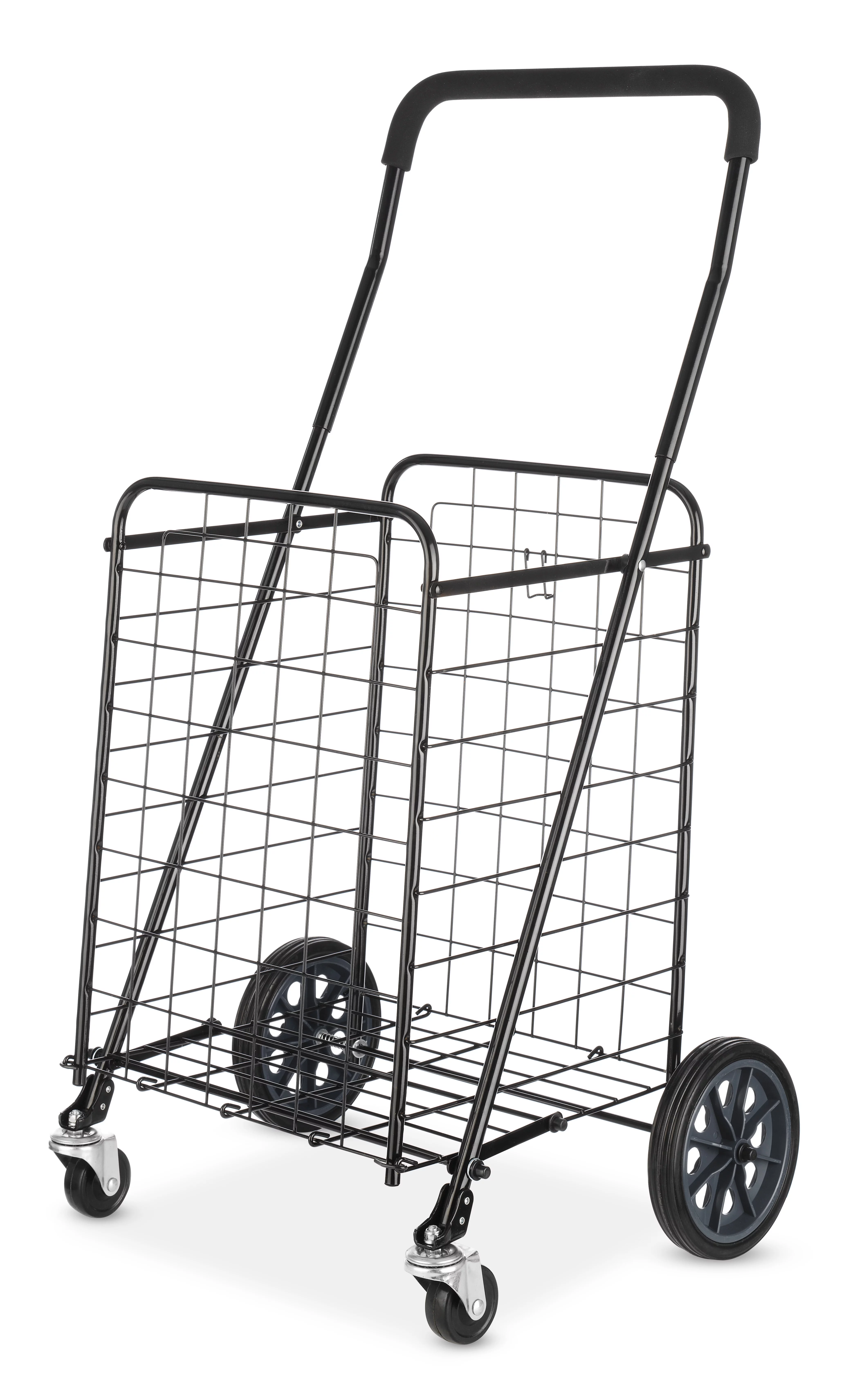 Mainstays Adjustable Steel Rolling Cart Black Assembled Length 21.5 x Assembled Width 19.5 x Assembled Height 38.4