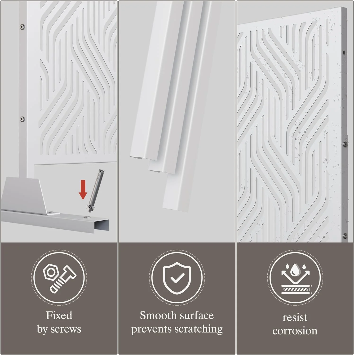 ALAULM Privacy Screen Outdoor Metal Privacy Screen with Stand Outdoor&Indoor Freestanding Decorative Privacy Screens Privacy Screen Divider Wall and Panel for Patio Garden Braid White