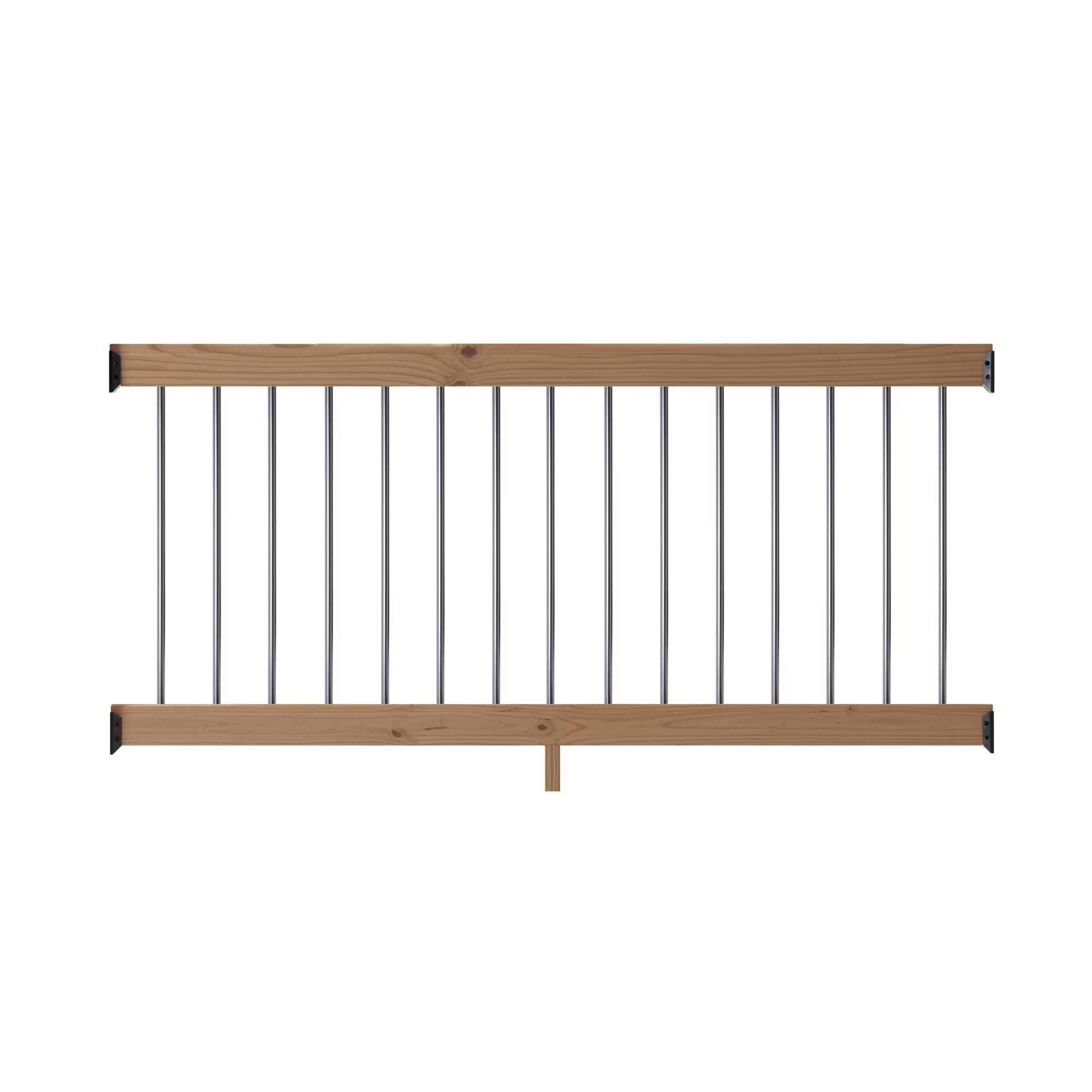 ProWood 6 ft. Wood Railing Kit with Aluminum Round Balusters, Color-Treated Walnut Tone