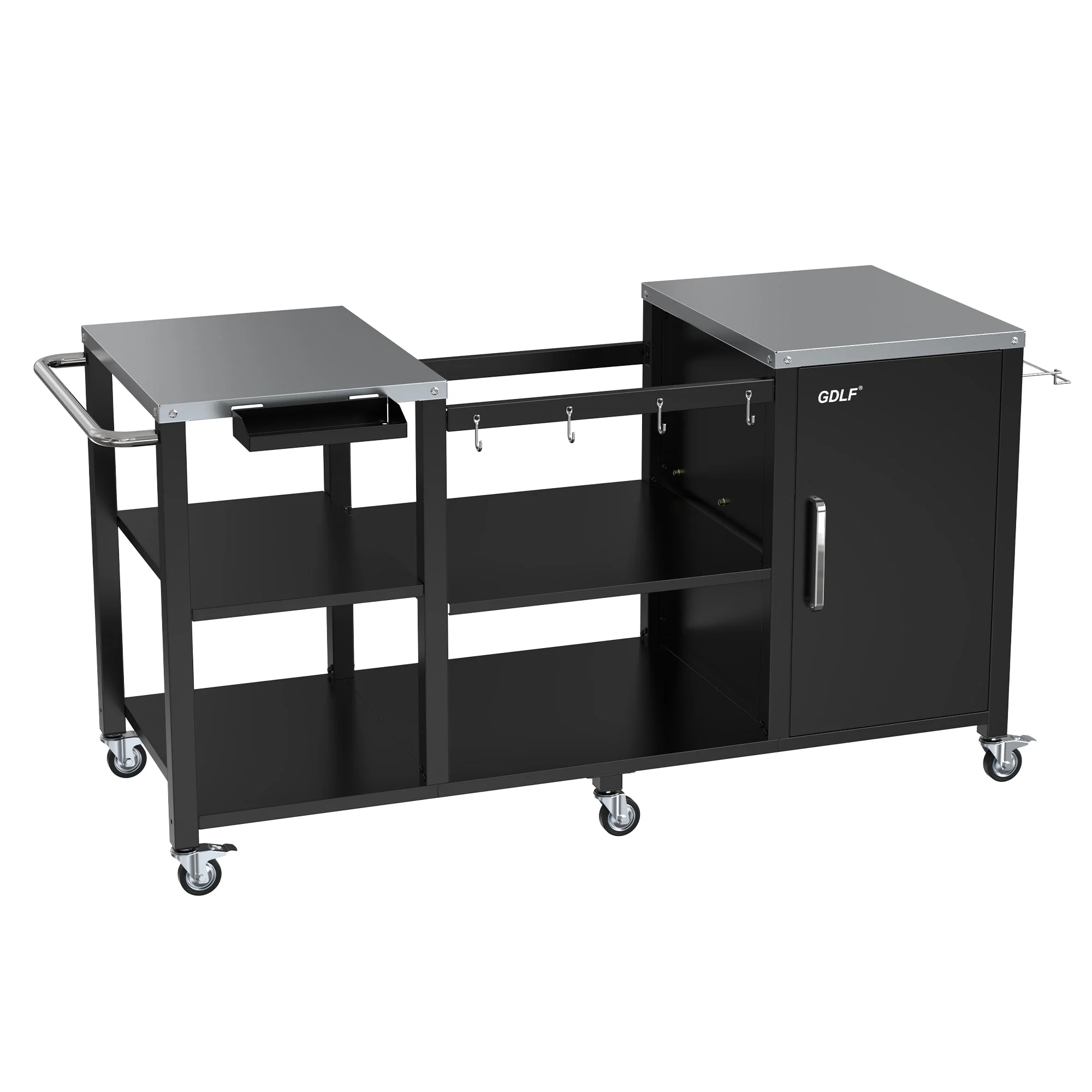 GDLF Table Compatible with Big Green Egg Grill Heavy Duty Metal Green Egg Stand with Accessories Storage