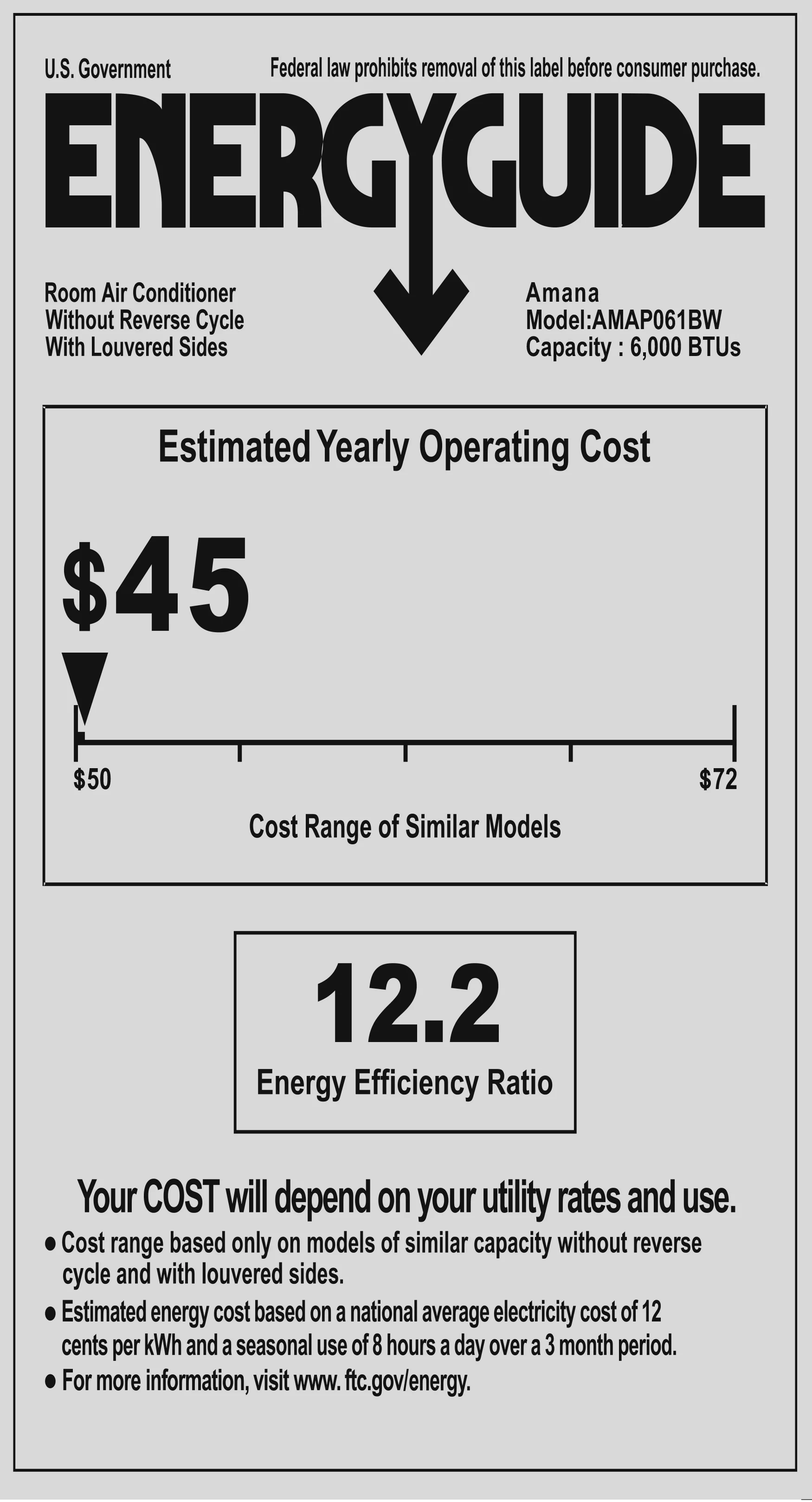 Amana AMAP061BW 6,000 BTU 115V Window Air Conditioner with Remote Control