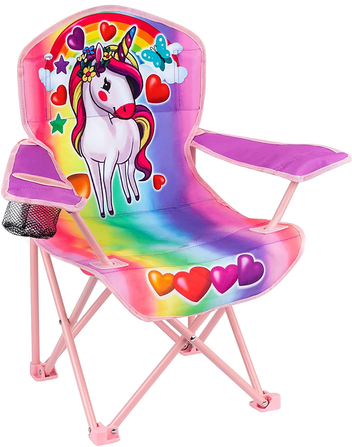 Toy To Enjoy Outdoor Unicorn Chair for Kids Foldable Children’s Chair for Camping, Tailgates, Beach, Fishing, – Portable Carrying Bag Included Mesh Cup Holder & Sturdy Construction. (Small, Unicorn)