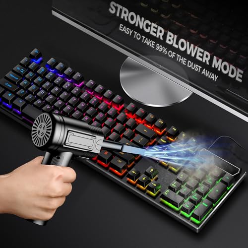 Compressed Air Duster: 100000RPM Electric Air Duster with LED Light Mini Air Blower Rechargeable Cordless Keyboard Cleaning Jet Dry Blower - Car, PC and Home Cleaning Kit Easier to use