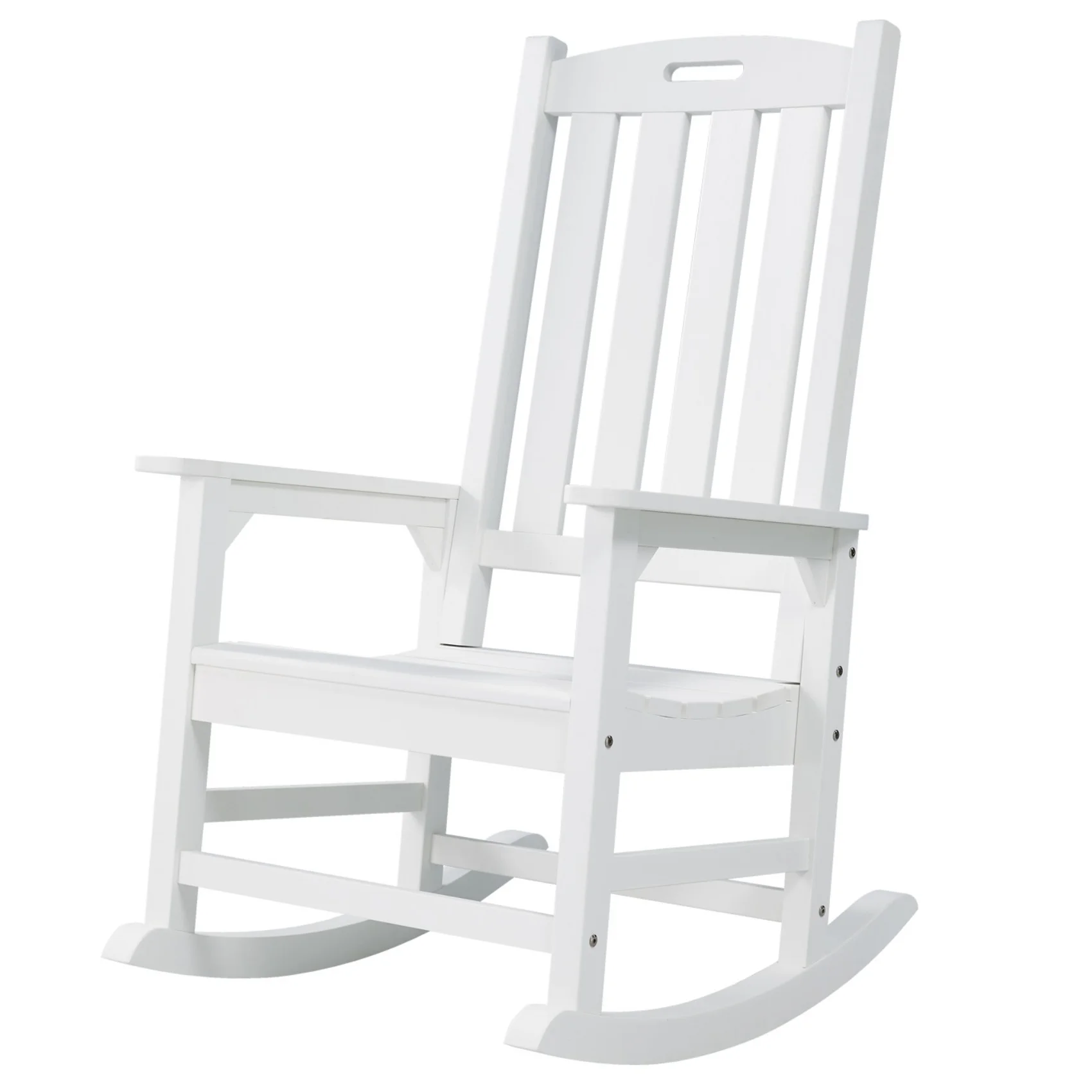 Efurden Patio Rocking Chair, Poly Lumber Porch Rocker with High Back, 350Lbs Support for Both Outdoor and Indoor (White)