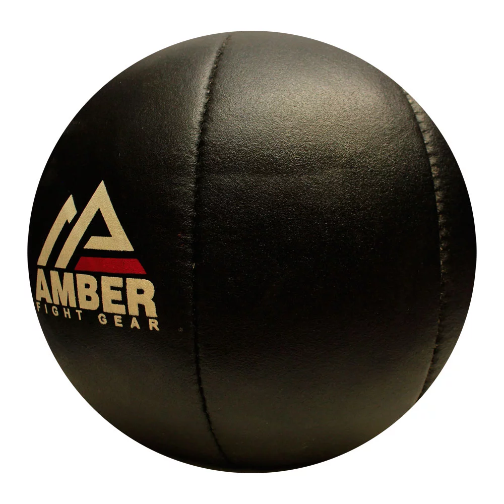 Amber Fight Gear Leather Medicine Ball for Strength & Conditioning, Plyometric & Core Training, Cardio Workouts for Muscle Building, Squats, Lunges, Partner Training 12lb
