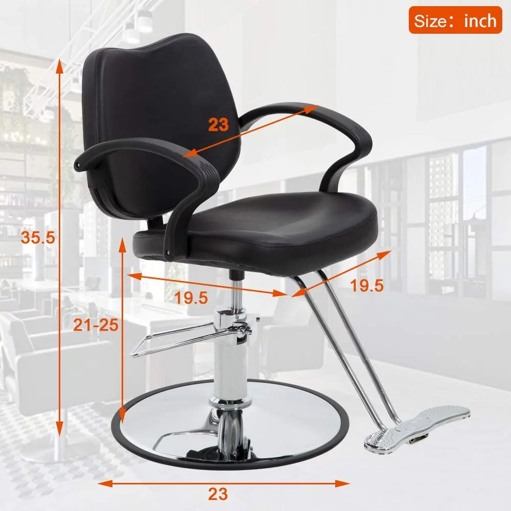 Dkeli Hair Styling Chair Barber Chair Salon Chairs for Hair Stylist Hydraulic Chair 360° Rolling Swivel Styling Chair with Footrest for Hair Stylist, Black