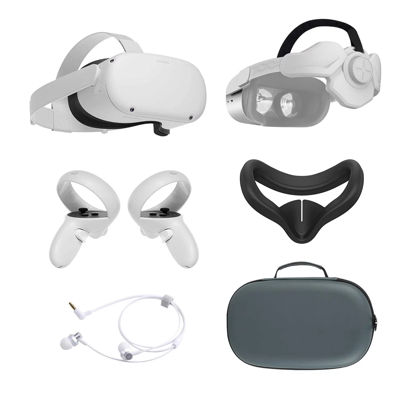 2021 Meta Oculus Quest 2 All-In-One VR Headset, Touch Controllers, 256GB SSD, 1832x1920 up to 90 Hz Refresh Rate LCD, 3D Audio, Mytrix Head Strap, Carrying Case, Earphone