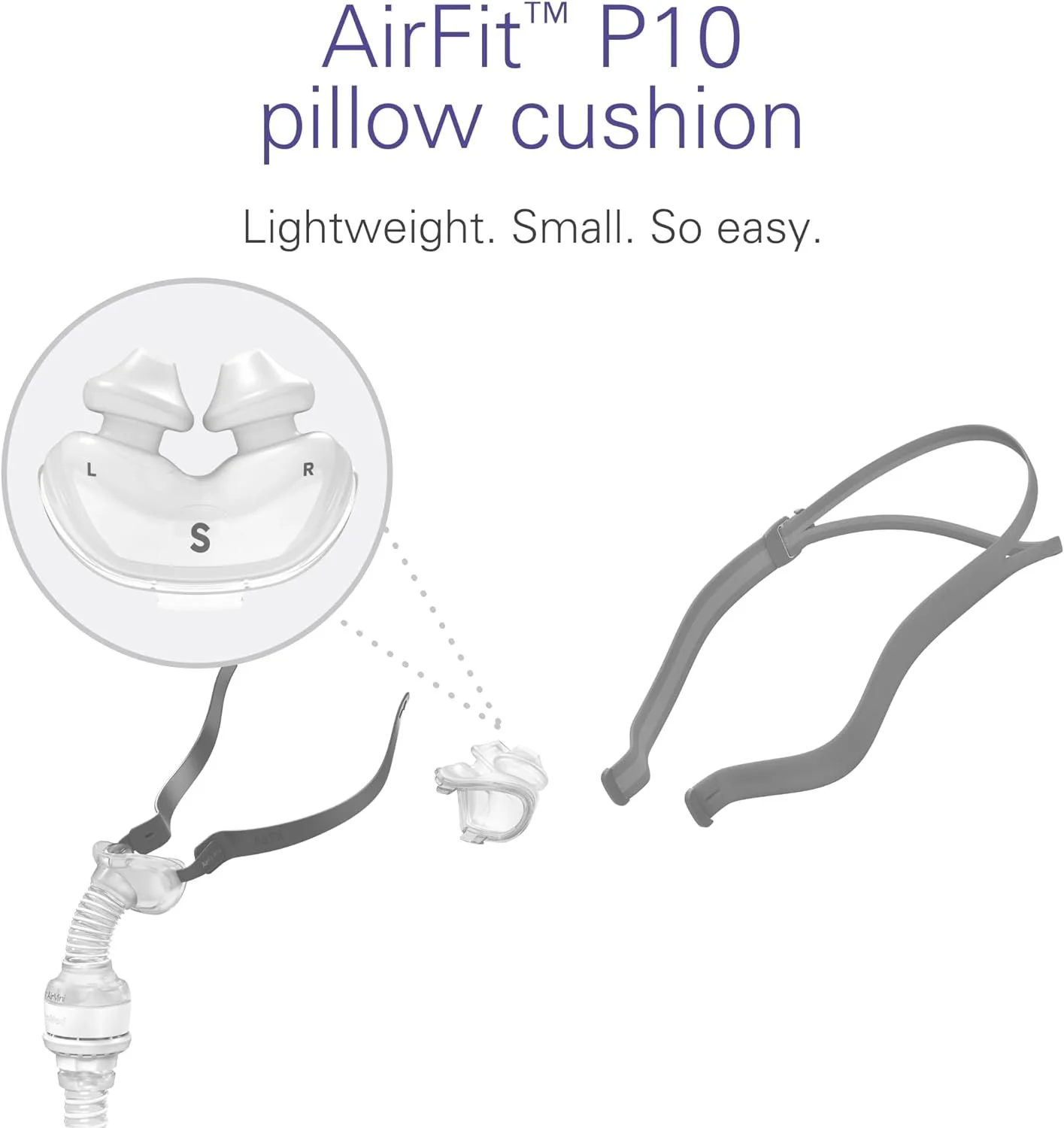 ResMed Nasal Pillow for AirFit P10 - Features Dual-Wall Technology - Single Pair, Small