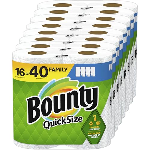 Bounty Quick Size Paper Towels, White, 8 Family Rolls = 20 Regular Rolls