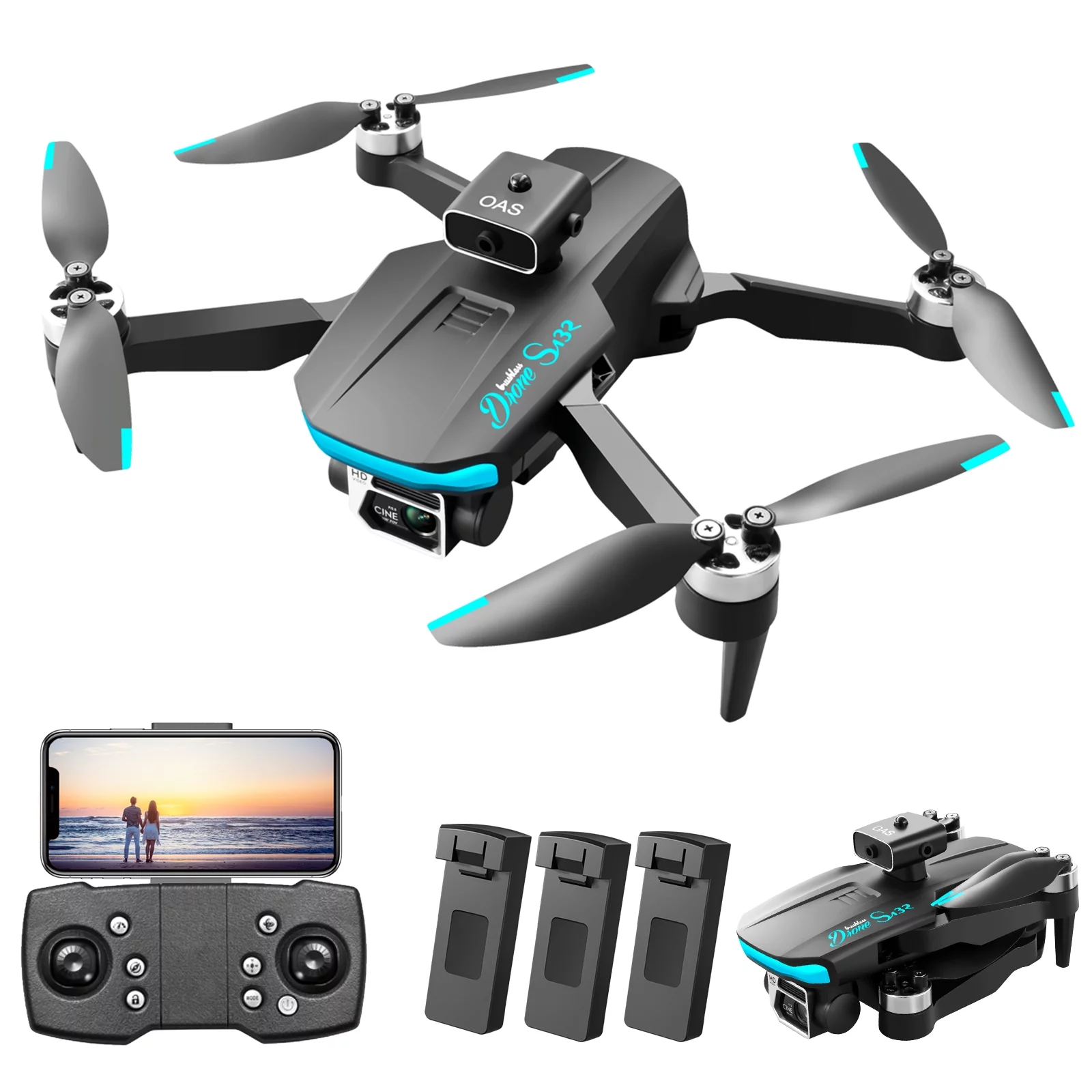 S132 Drones with Camera 8K, GPS Quadcopter for Adults or Kids,3 Batteries About 54 Mins Flight Time,5G FPV with Optical Flow Positioning, Auto Return Home, Follow Me, Brushless Motor