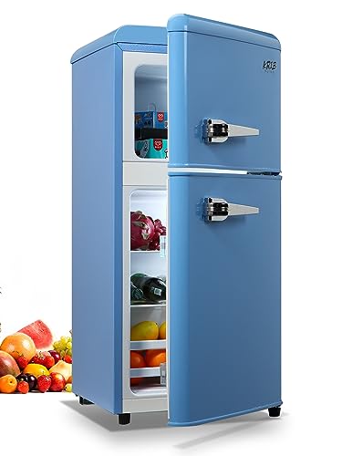 KRIB BLING Refrigerator 2 Door 7 Level Adjustable Thermostat Control Top-Freezer Refrigerator