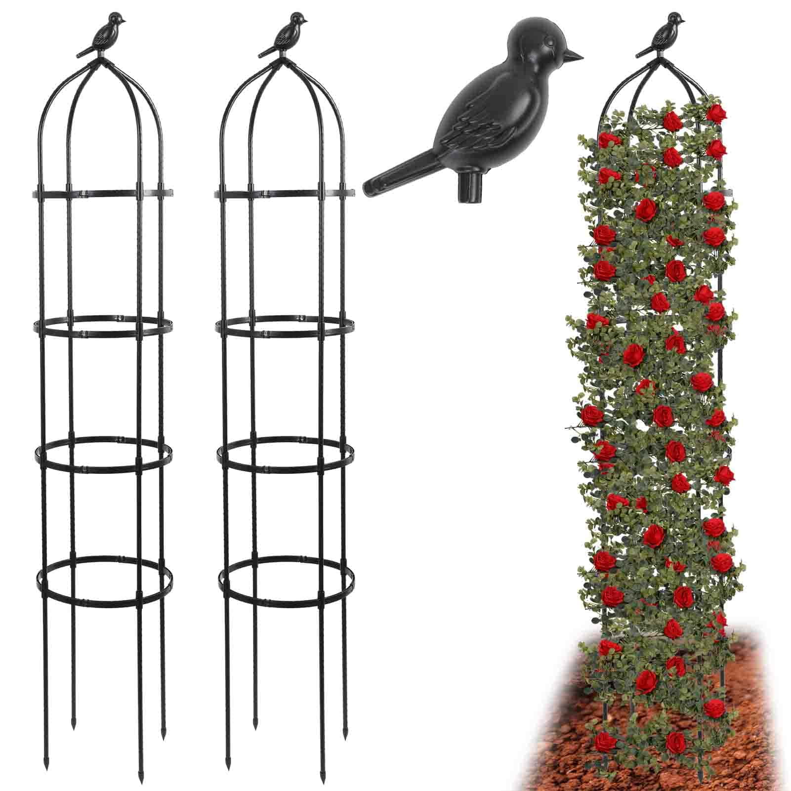 Obelisk Trellis for Climbing Plants 2 Pack,6 FT Tall Metal Garden Trellis,Plant Support for Climbing Vines,Flowers Stand,Thickened Tube Black Plant Tower,Rustproof Garden Obelisk Outdoor Indoor