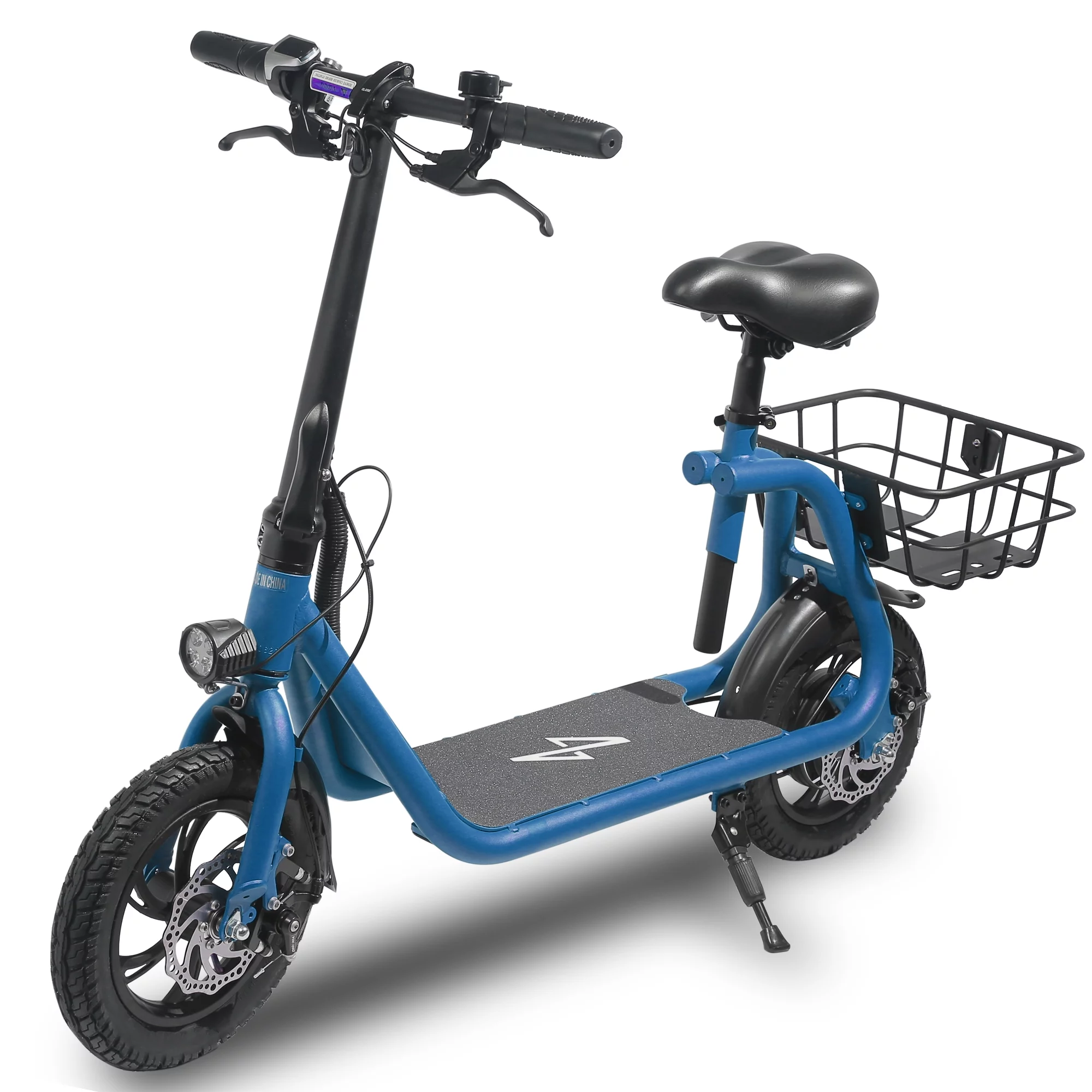 Phantomgogo Commuter R1 - Electric Scooter for Adults - Foldable Scooter with Seat & Carry Basket - 450W Brushless Motor 36V - 15MPH 265lbs Max Load E Mopeds for Adults (Blue)