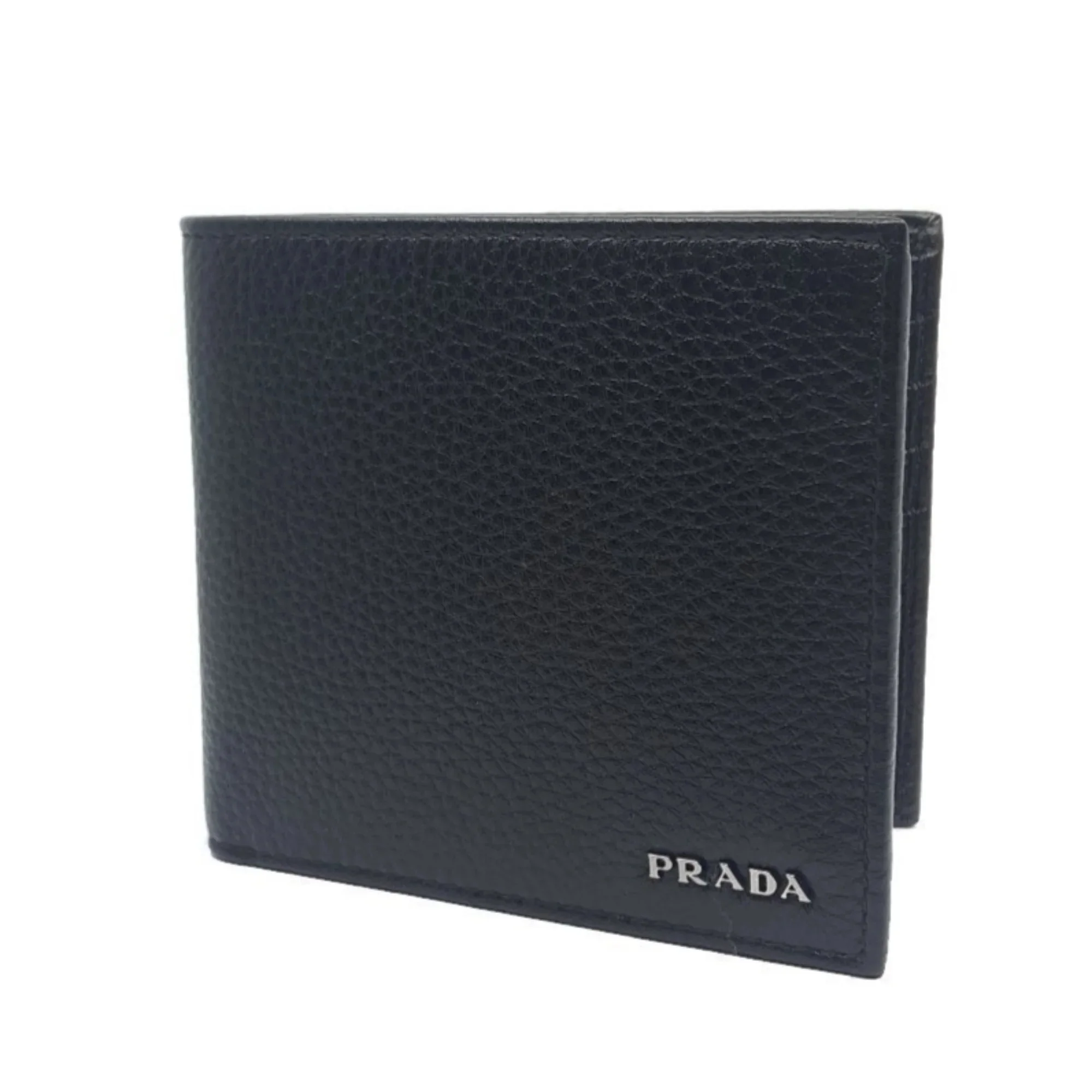 Prada Portaf. Orizzontale Nero Black Vitello Grain Leather Wallet 2MO513