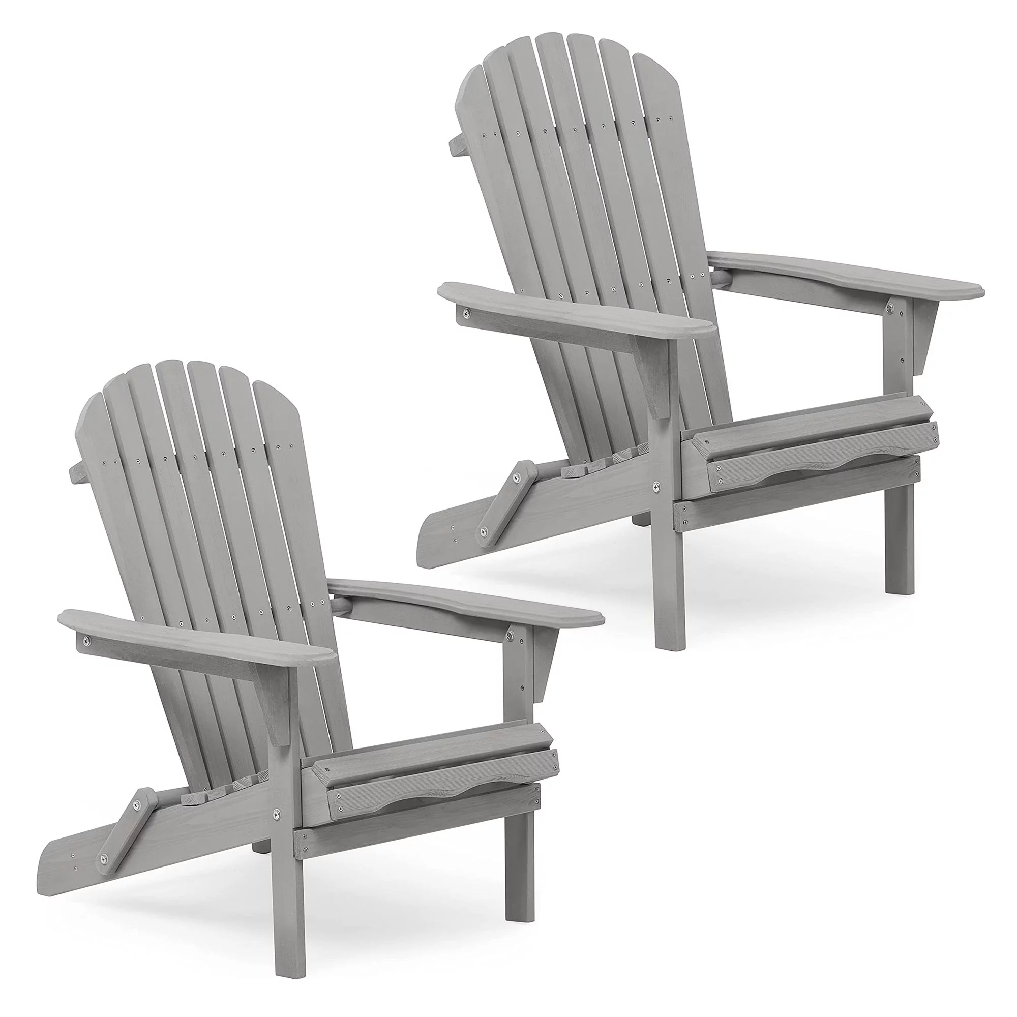 Folding Adirondack Chair set of 2 Outdoor, BTMWAY Wooden Patio Furniture Set, Fire Pit Lounge Chairs for Yard, Garden, Patio with Natural Finish, Pre-Assembled Cedar Adirondack Chair Up to 220lb 11