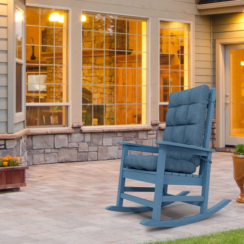 SERWALL Outdoor Rocking Chair Cushion, Navy Blue
