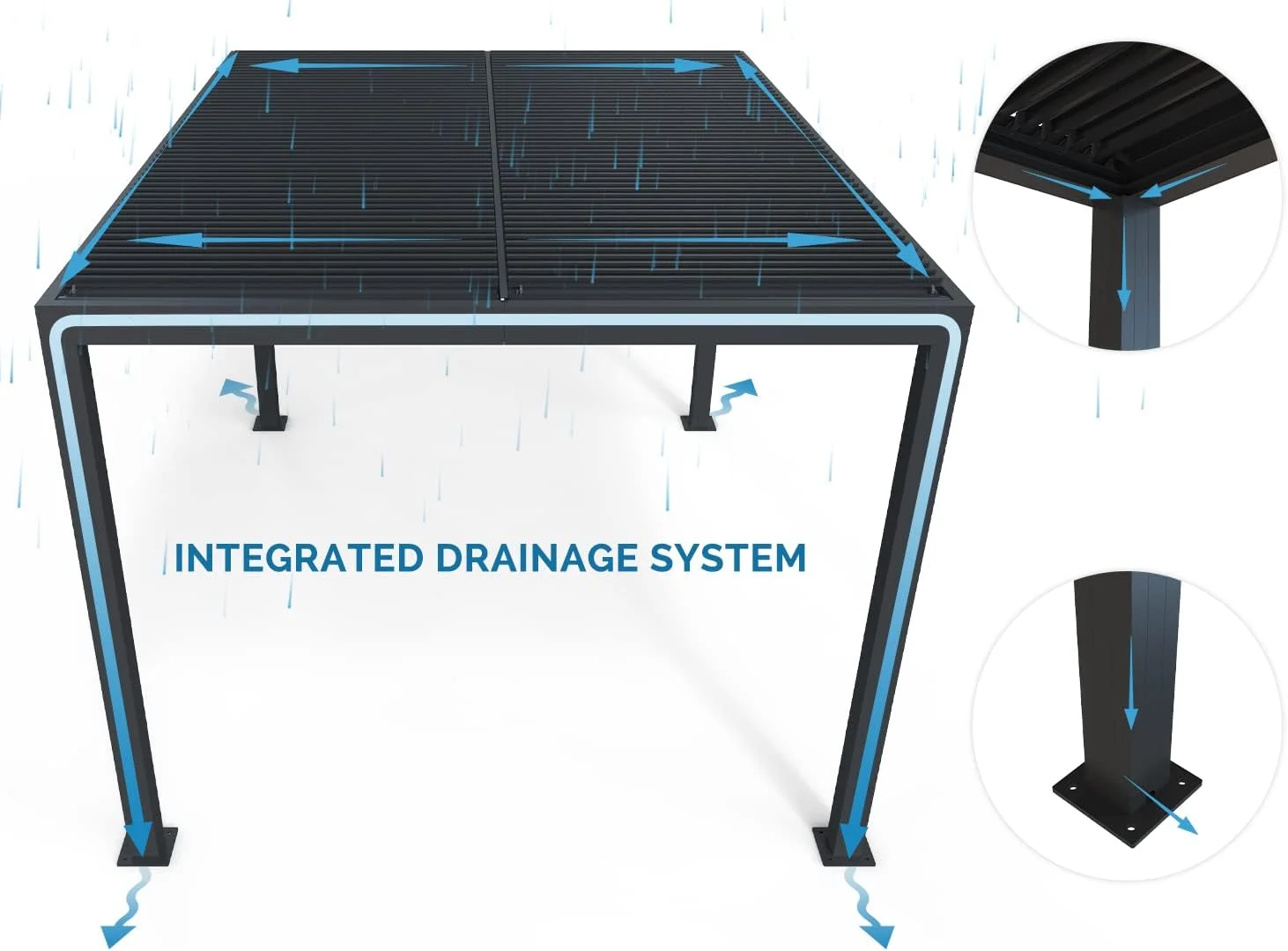 PURPLE LEAF Louvered 11' x 13' Outdoor Aluminum Pergola with Adjustable Roof for Deck Backyard Garden Grey Patio Hardtop Gazebo