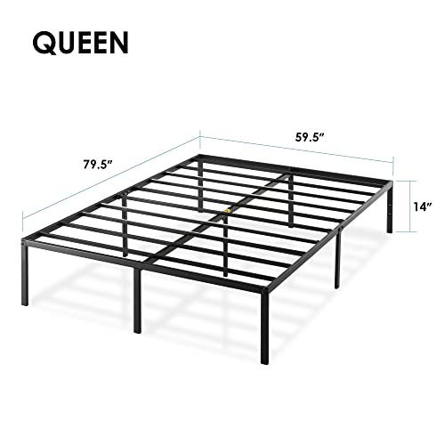 Best Price Mattress 14 Inch Metal Platform Beds w/ Heavy Duty Steel Slat Mattress Foundation (No Box Spring Needed), Queen, Black