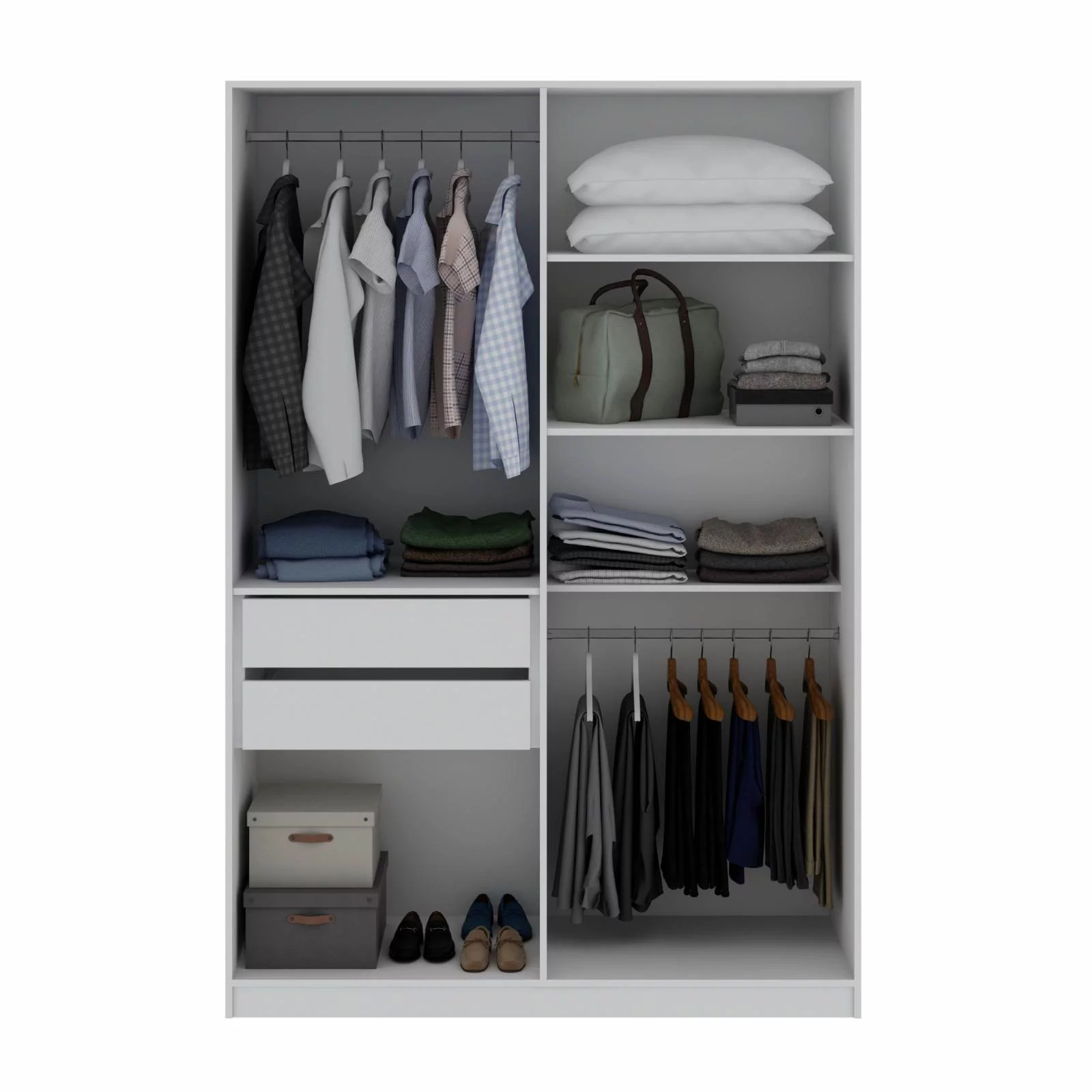 Manhattan Comfort Gramercy 2-Sectional Wood Wardrobe Armoire Closet in White