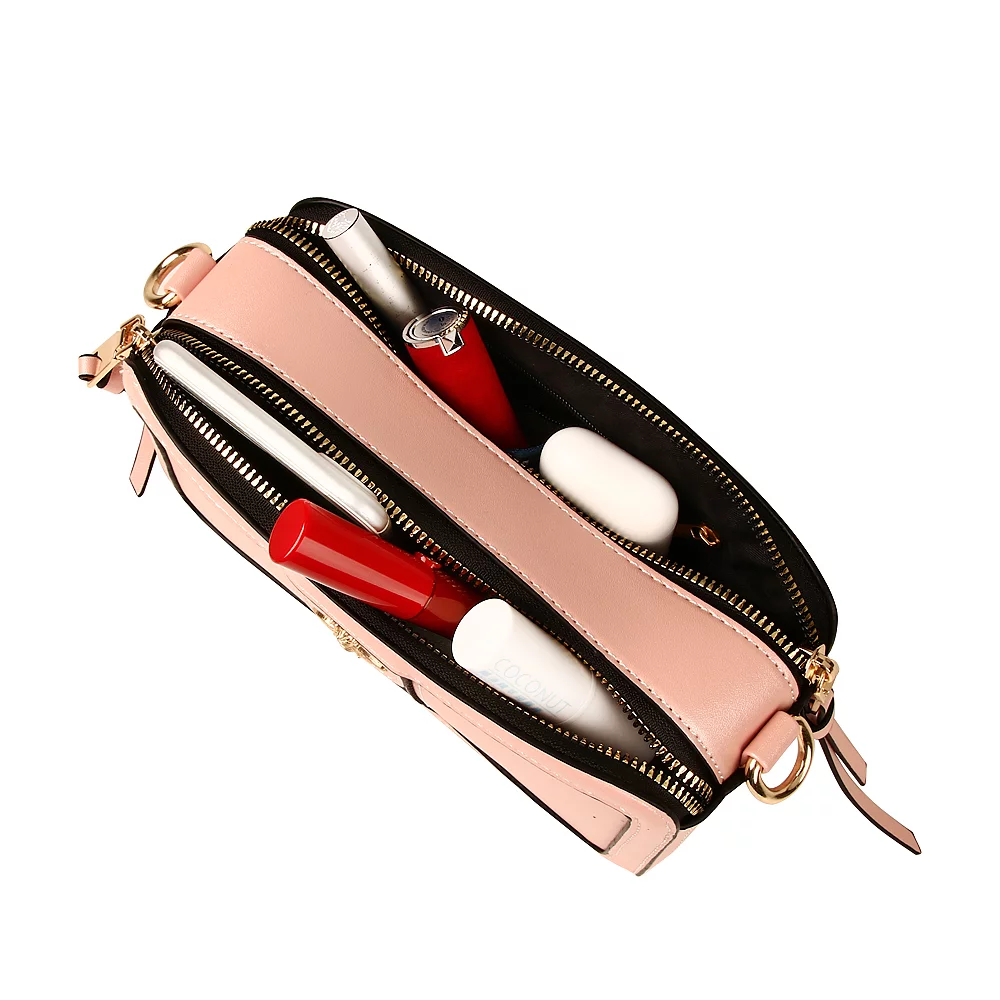 OLYPHY Designer Bee Purse Crossbody Camera Bag Purse PU Leather Shoulder Bag Clucth for Women Pink