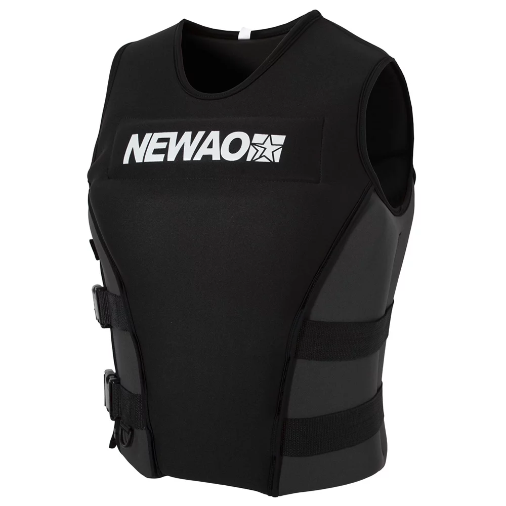 NEWAO Life Jacket for Adults - Neoprene Safety Vest for Water Ski Wakeboard Swimming, Adjustable Straps and Reflective Panels, Ensuring Maximum Visibility